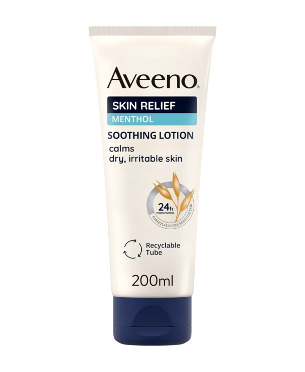 Aveeno Skin Relief Soothing Lotion With Menthol, With Nourishing Oat & Menthol Extract, Suitable For Sensitive Skin, 24-Hour Hydration, Clinically proven to moisturise and protect skin 200ml