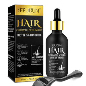 Hair Growth Serum with Biotin-Hair Care for Healthy Hair Growth for Men Women-Thicken and Strengthen for Hair Regrowth with 0.25mm Roller -60ML