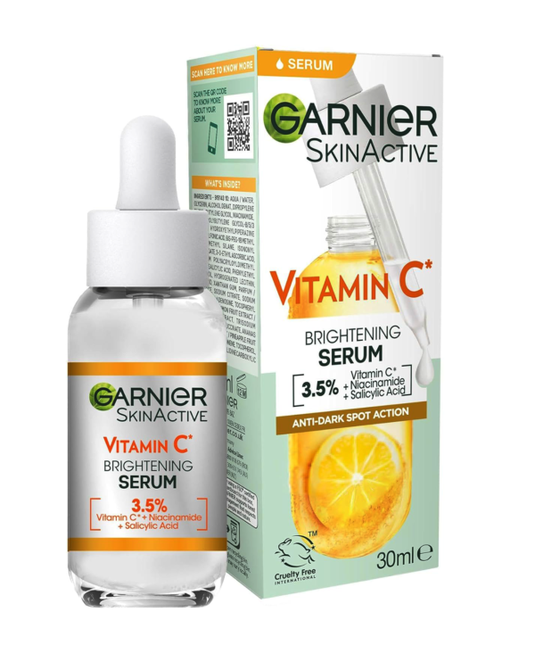Garnier Vitamin C Serum for Face, Anti-Dark Spots & Brightening Serum, 3.5% Vitamin C, Niacinamide, Salicylic Acid & Lemon Extract, Brightening Serum For Dull, Tired Skin
