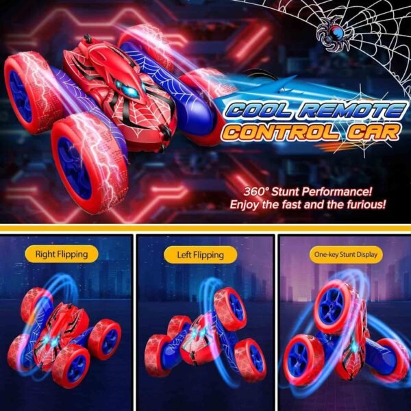 Dreamlandia Spider Toys Remote Control Cars Man Toys, 360 Flips RC Car Kids Toys for 3 4 5 6 7 8 Year Old Boy Gifts, Monster Truck Toys Boys Toys Age 3 4 5 6 7 8, Presents Gifts for 4-9 Year Old Boys - Image 2