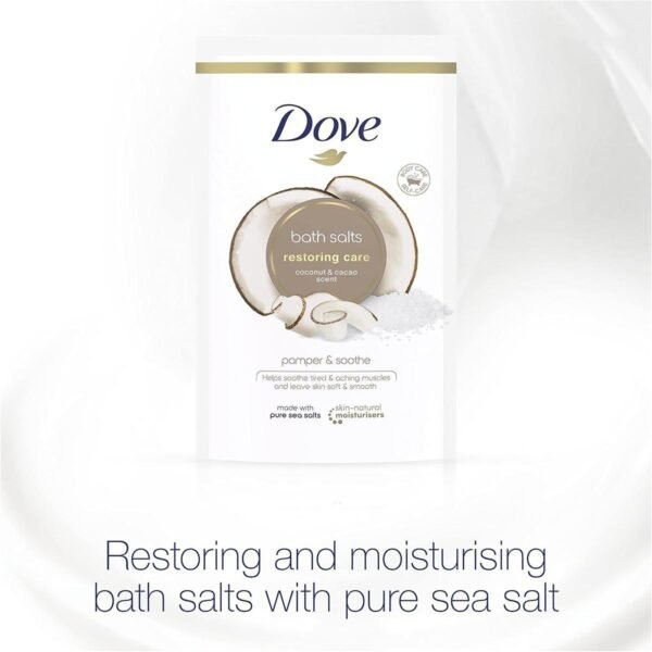 Dove Coconut and Cacao Restoring Care Bath Salts with skin-natural moisturisers relaxing your mind & body, leaving your skin smooth & soft 900 g - Image 2