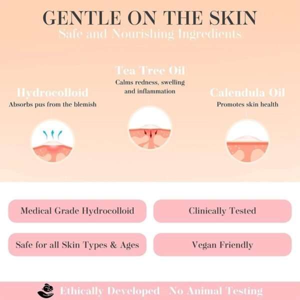Pimple Patches by Glacia - 72 Pack of Hydrocolloid Patches, Spot Patches for All Skin Types - Spot Stickers Made With Natural Oils, Tea Tree and Calendula For Fast Acting Skincare - Image 3