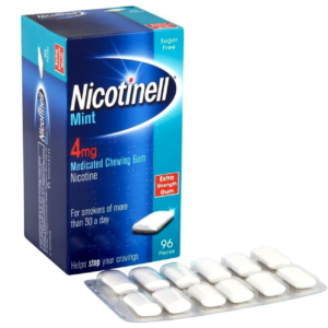 Nicotinell Nicotine Gum, Quit Smoking Aid, Mint Flavour, 4 mg, 96 Pieces