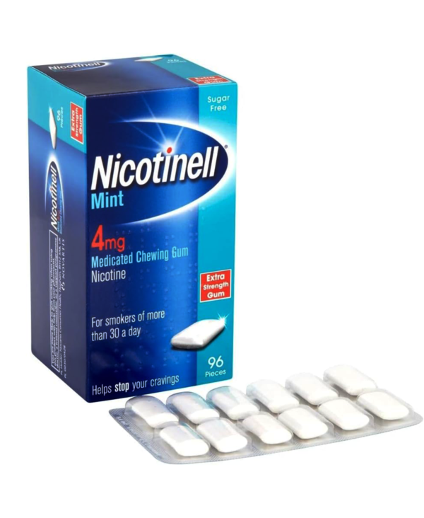Nicotinell Nicotine Gum, Quit Smoking Aid, Mint Flavour, 4 mg, 96 Pieces
