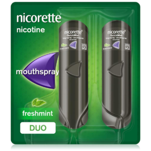 Nicorette QuickMist 1mg Spray Mouthspray Nicotine Freshmint-Duo- 2 x 150 Sprays (Stop Smoking or Vaping Aid)