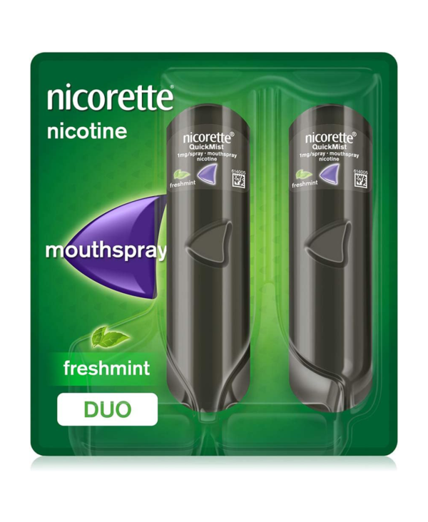 Nicorette QuickMist 1mg Spray Mouthspray Nicotine Freshmint-Duo- 2 x 150 Sprays (Stop Smoking or Vaping Aid)