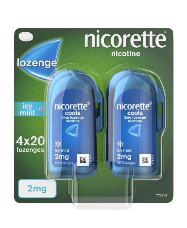Nicorette Cools 2mg Lozenge Nicotine Icy Mint 4 x 20 Lozenges (Stop Smoking Aid)