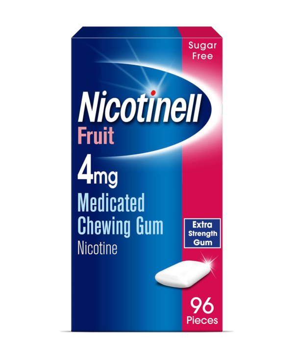 Nicotinell Nicotine Gum, Quit Smoking Aid, Fruit Flavour, 4 mg, 96 Pieces