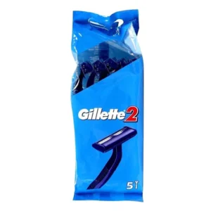GILLETTE 2 DISPOSABLE SHAVING RAZORS 5 PACK - CASE OF 6