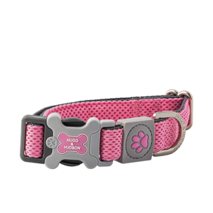 HUGO & HUDSON Dog Collar with Quick Release Safety Buckle and Quick Dry Mesh Fabric, Pink, L