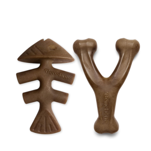 Benebone 2-Pack Indestructible Fishbone/Wishbone Dog Chew Toys, Long Lasting Tough Boredom Breaker for Dogs
