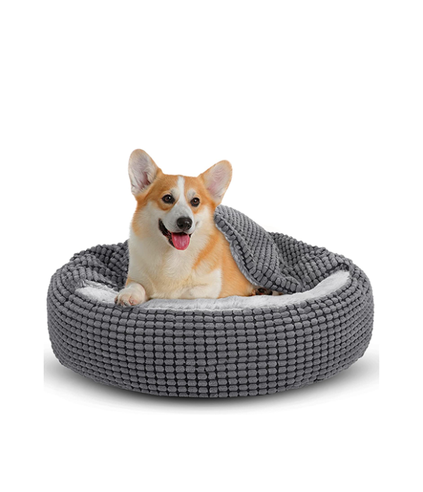 JOEJOY Round Dog Bed Calming Donut Cuddler Pet Bed for Large Medium Small Dogs Fits Up To 25/30lbs Pets