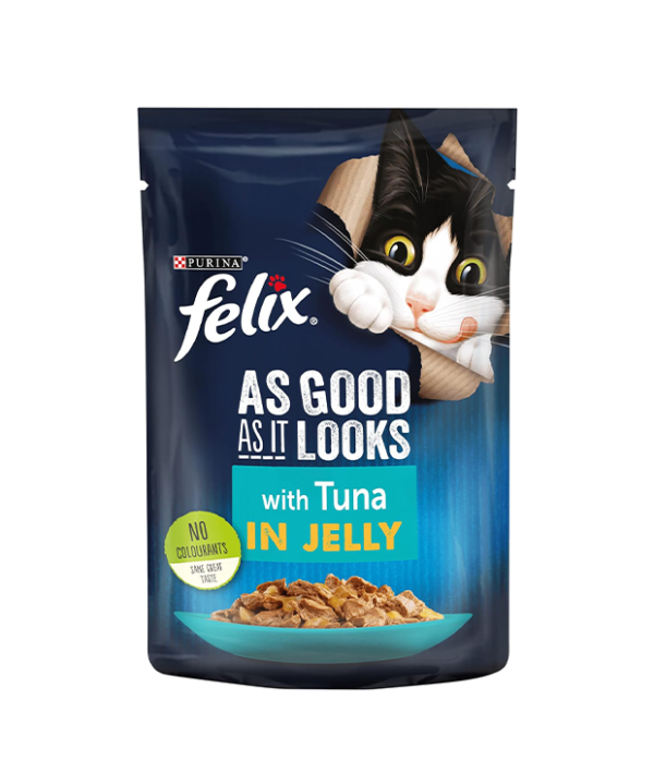 Felix As Good As It Looks Adult Wet Cat Food Tuna in Jelly 20 x 100g Pouches