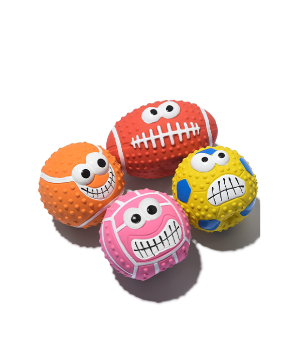 TONGKTAI Squeaky Dog Ball, [4 Pack] Latex Rubber Dog Squeak Toys, 2.7'' Soft Bouncy Fetch Balls